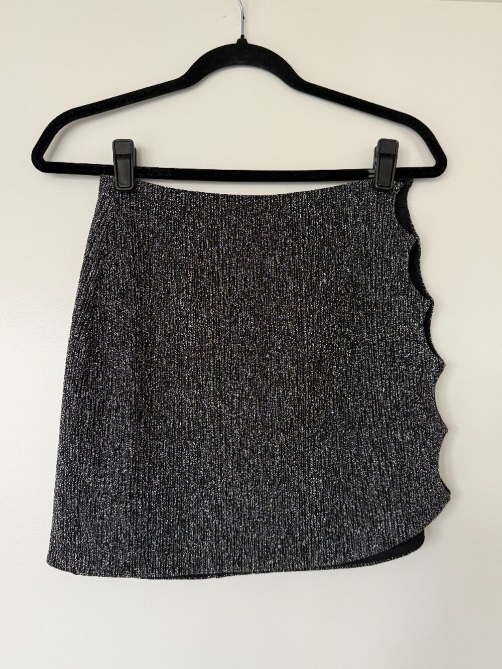 h:ours Metallic Mini Skirt Black Silver S